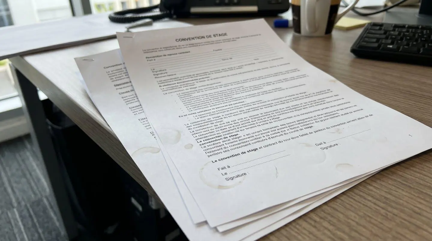 Gros plan sur les mains d'un étudiant écrivant des notes manuscrites dans un cahier ouvert posé sur un bureau en bois clair